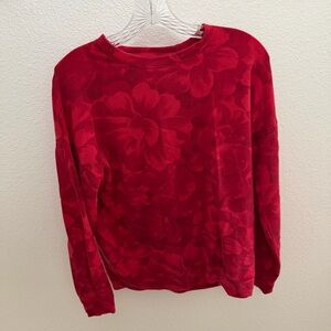 Athleta Chakra Red Long Sleeve Pullover Floral Sweatshirt
